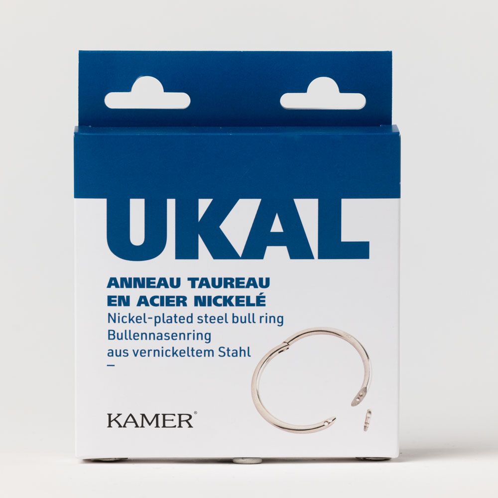 Anneau taureau en acier nickelé vis papillon 90 mm