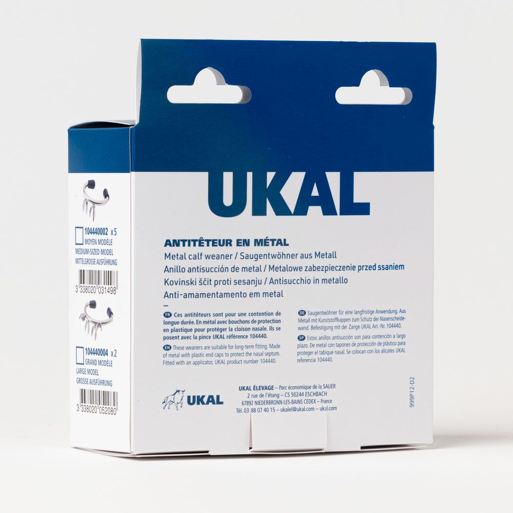 Anneaux antitêteurs en métal Ukal grand modèle par 2