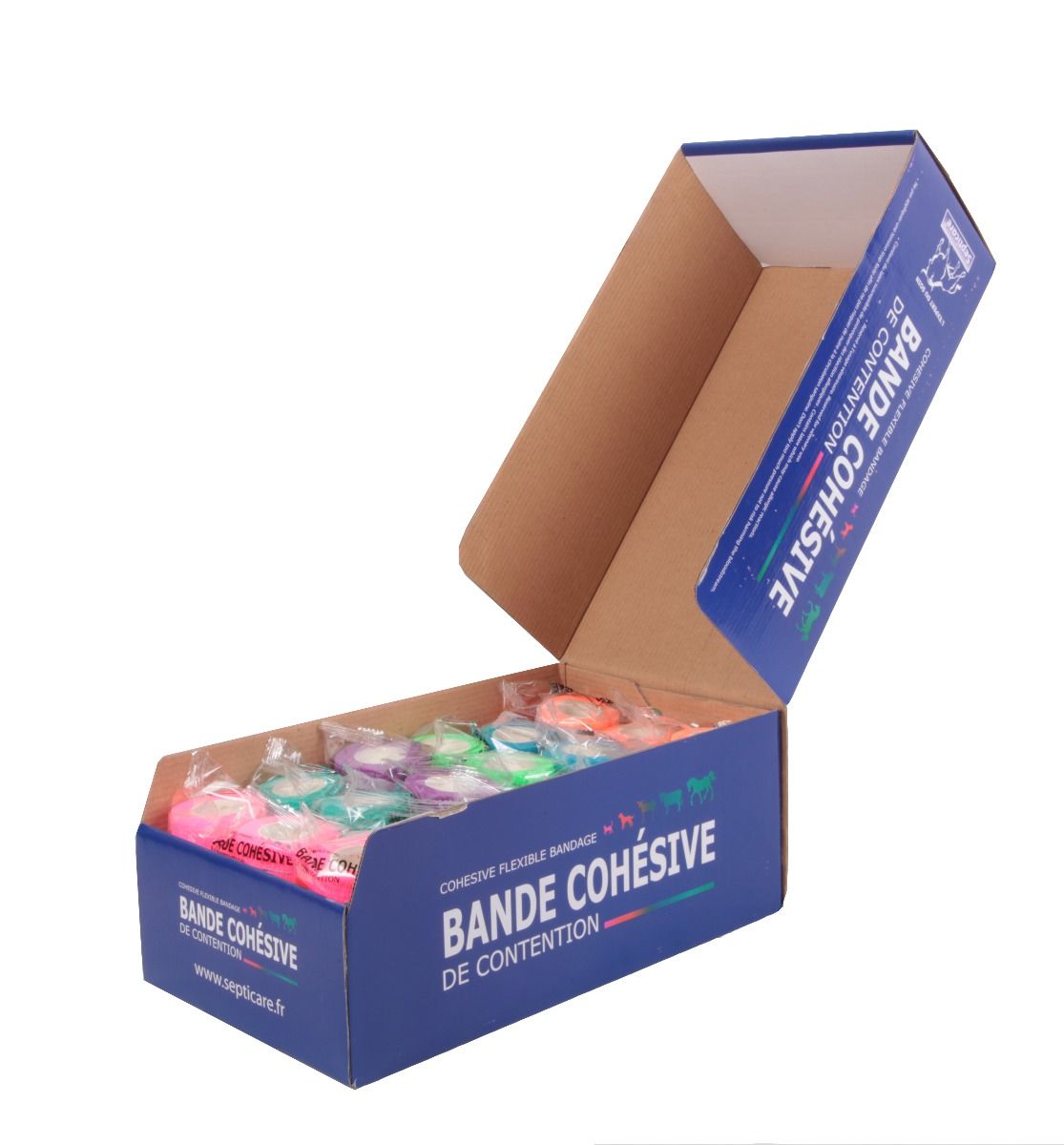 Bande cohésive couleurs fluos, lot de 18