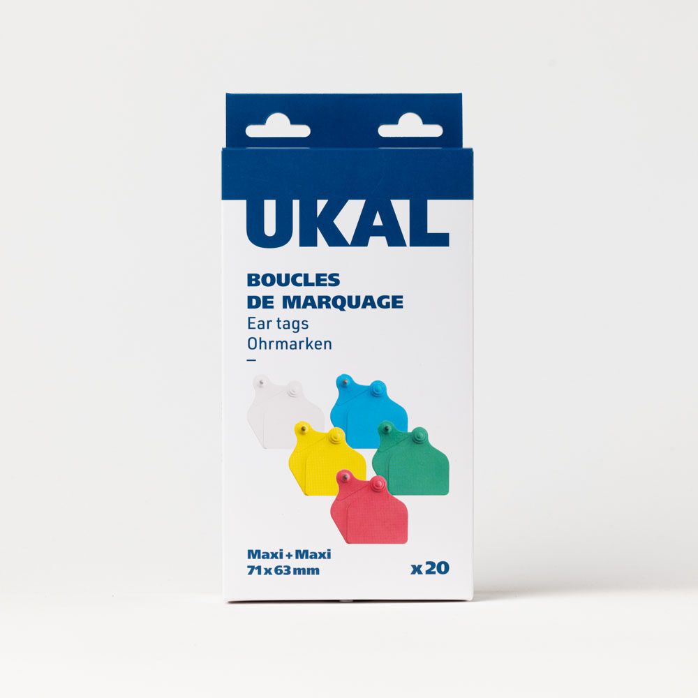 Boucles de marquage Ukal Flex maxi+maxi nue rouge x20