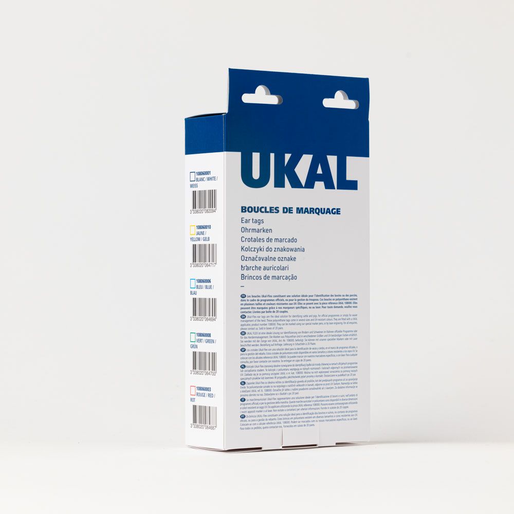 Boucles de marquage Ukal Flex maxi+maxi nue bleue x20