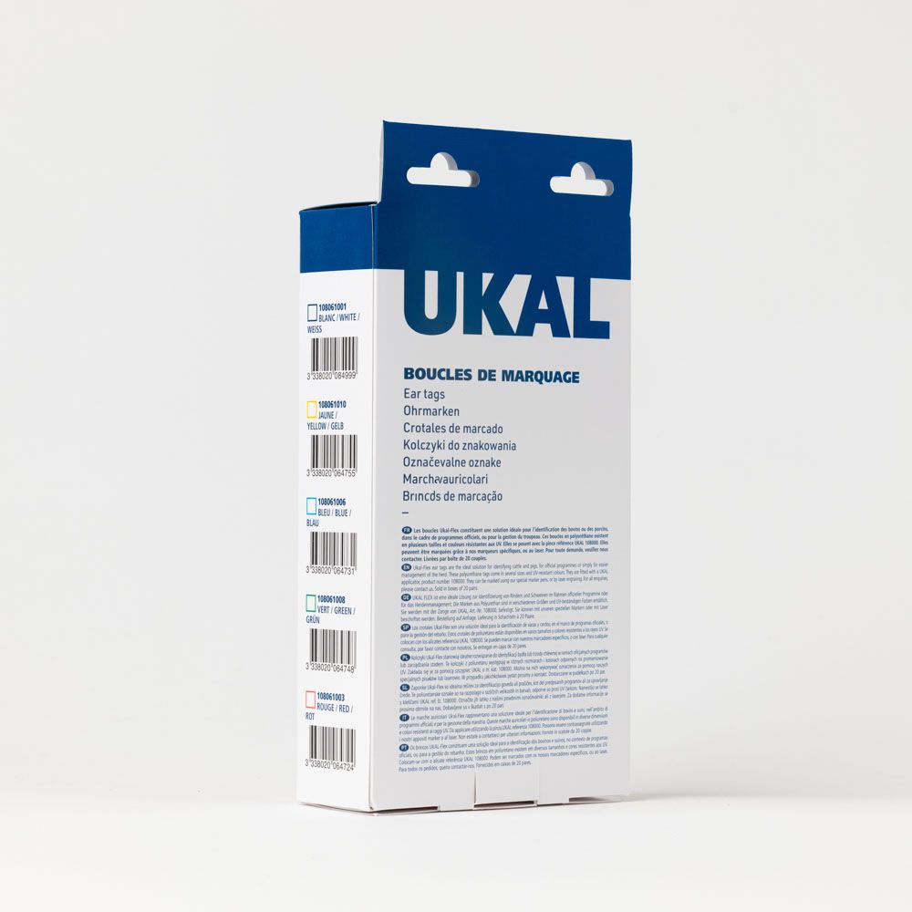 Boucles de marquage Ukal Flex maxi+bouton nue blanc x20