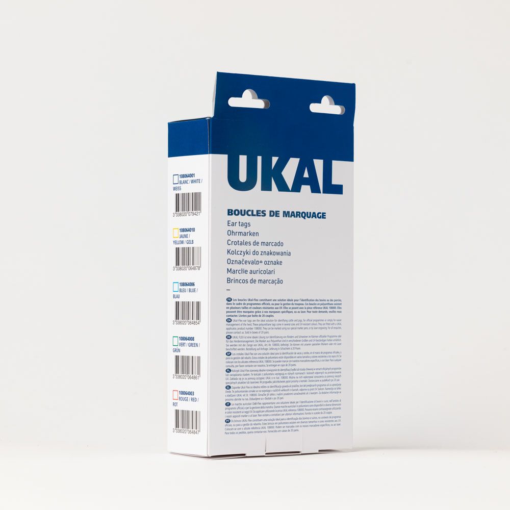 Boucles de marquage Ukaflex large+bouton nue blanc x20