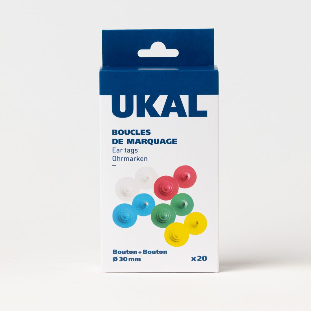 Boucles de marquage Ukaflex bouton+bouton nue rouge