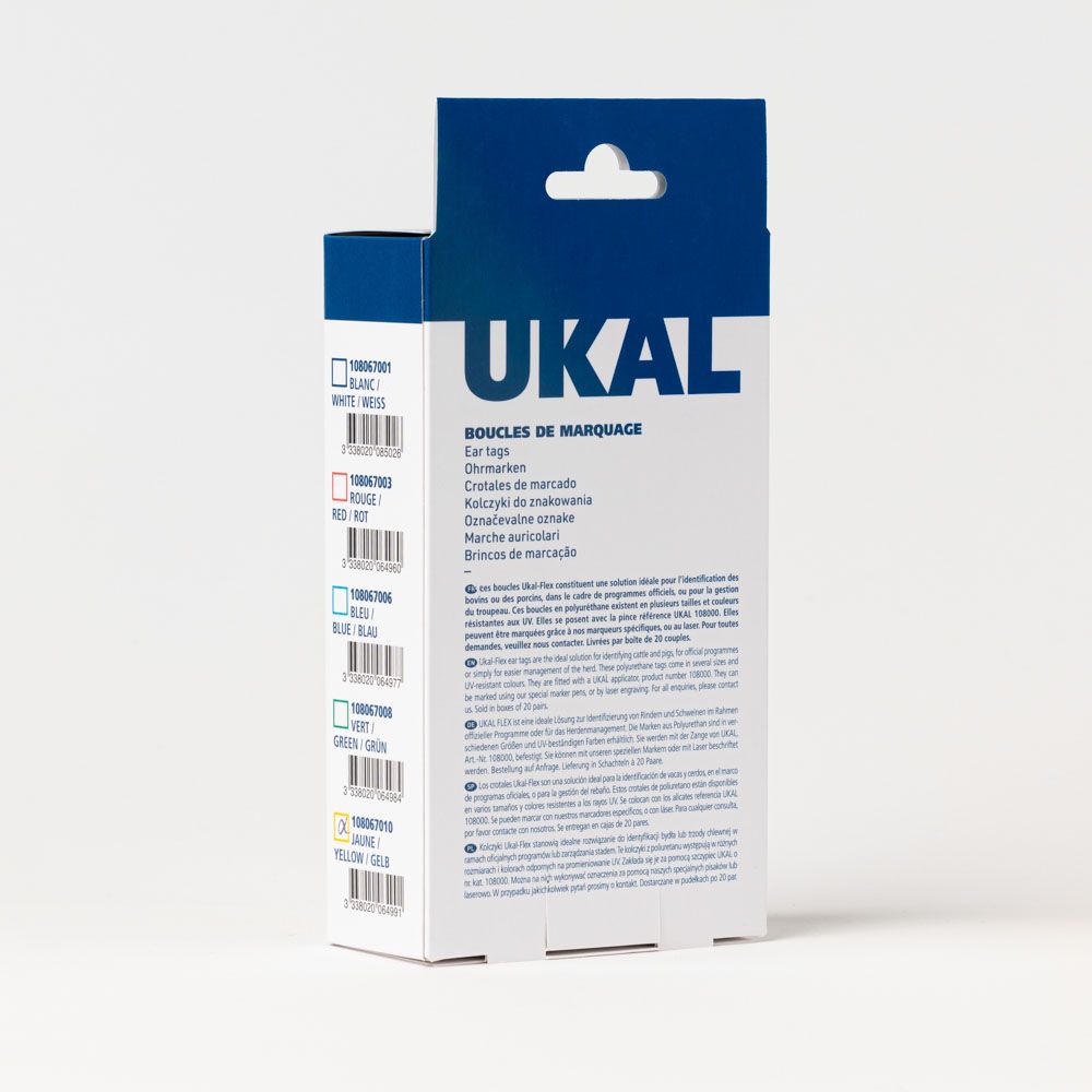 Boucles de marquage Ukaflex bouton+bouton nue bleue