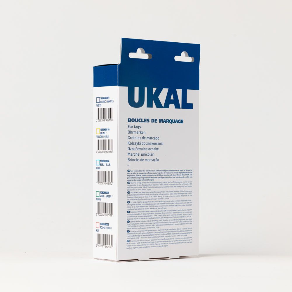 Boucles de marquage Ukal Flex super maxi+bouton nu blanc x20