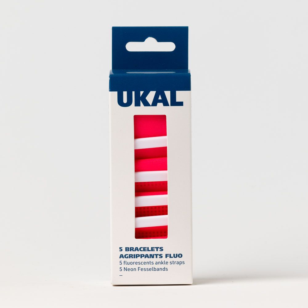 5 Bracelets auto-agrippants fluo avec passant rose 