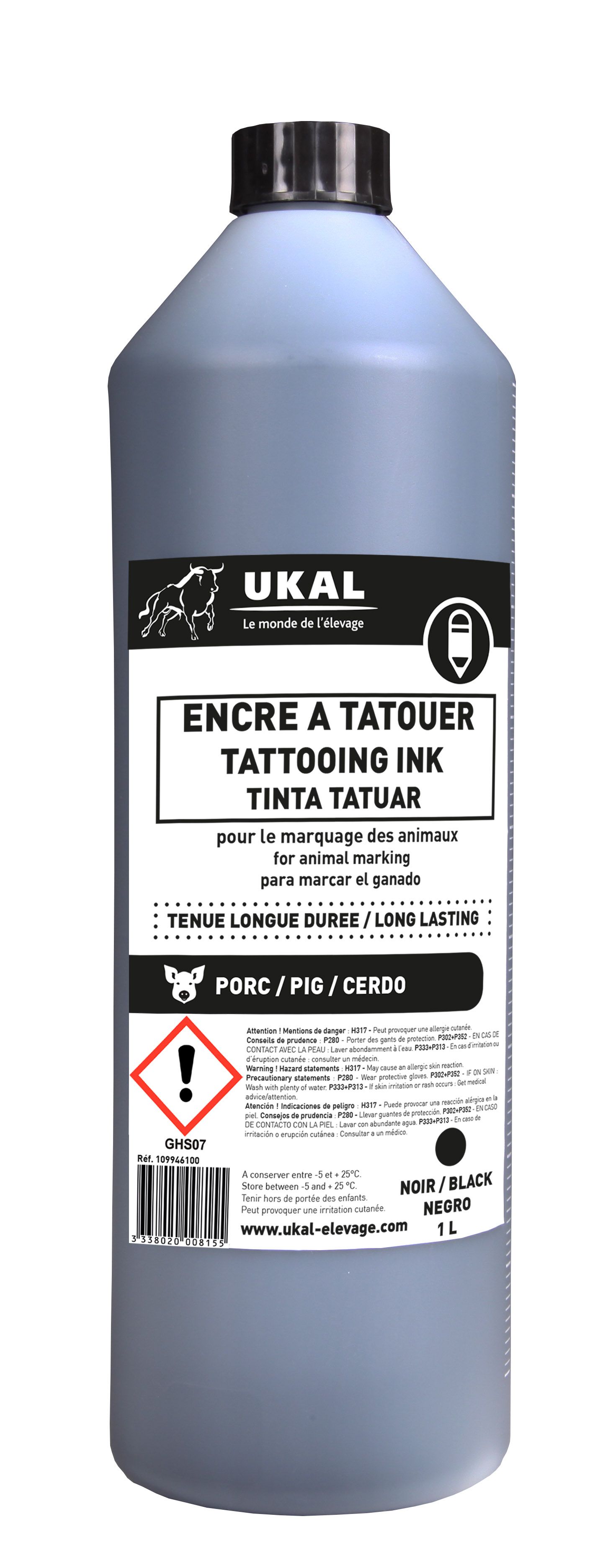 Encre à tatouer noire 1000 ml