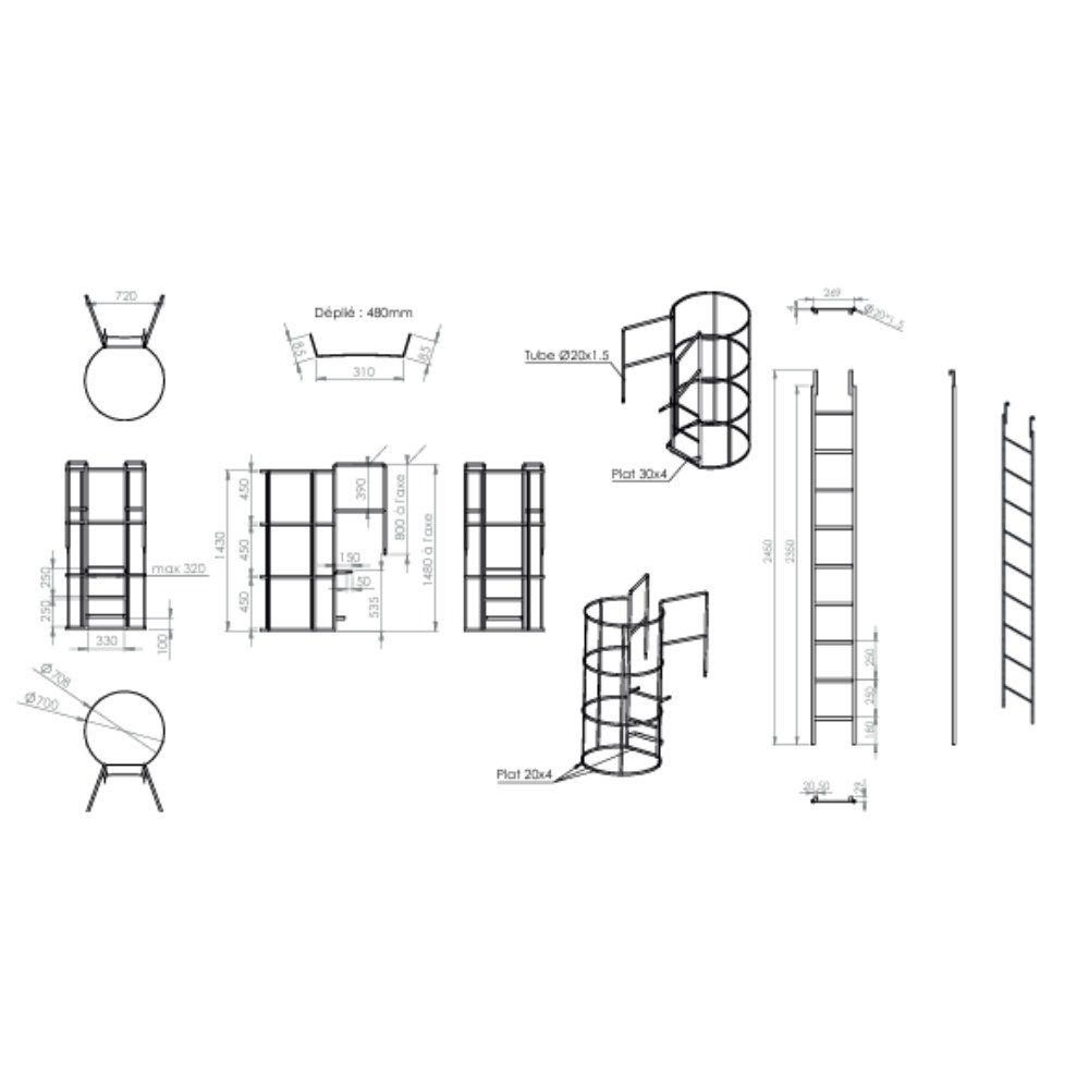 Échelle crinoline cuve aérienne 12 500 L EMP ROTOMOULAGE