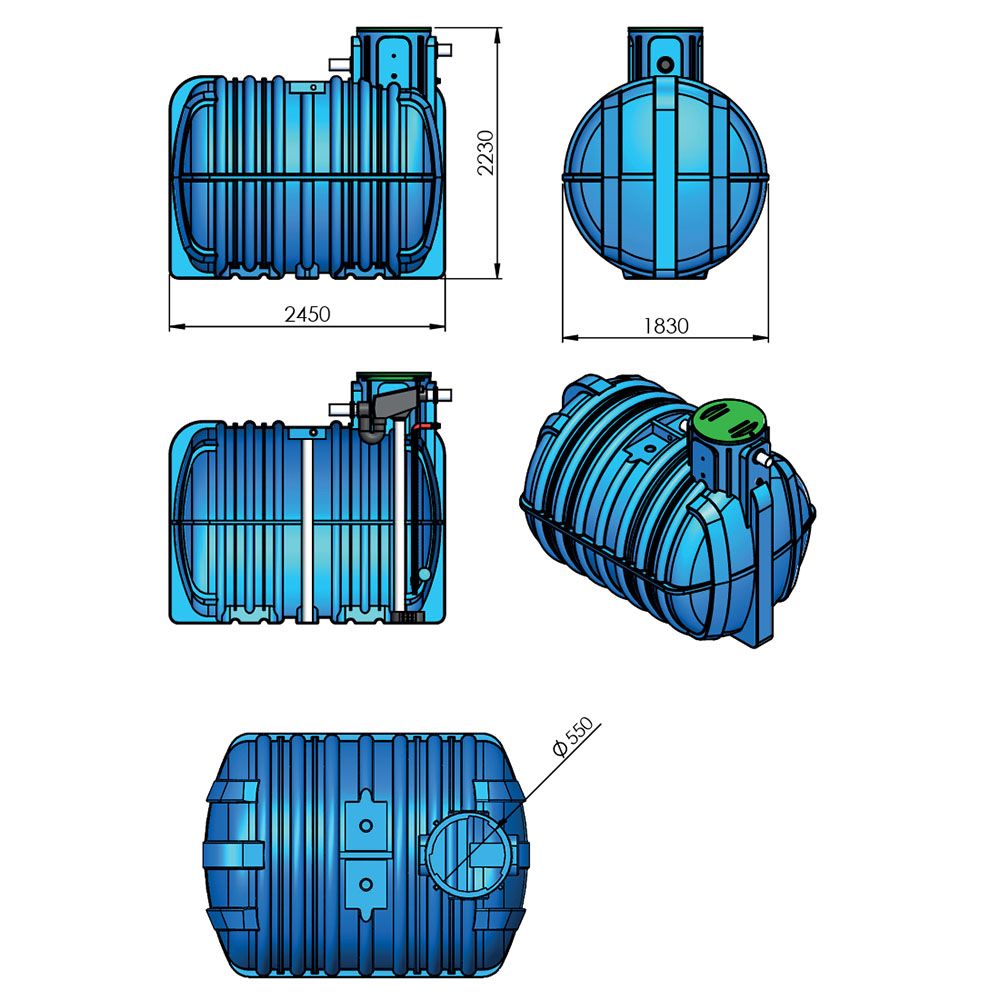 Citerne enterrée 5000 l avec kit filtration EMP ROTOMOULAGE