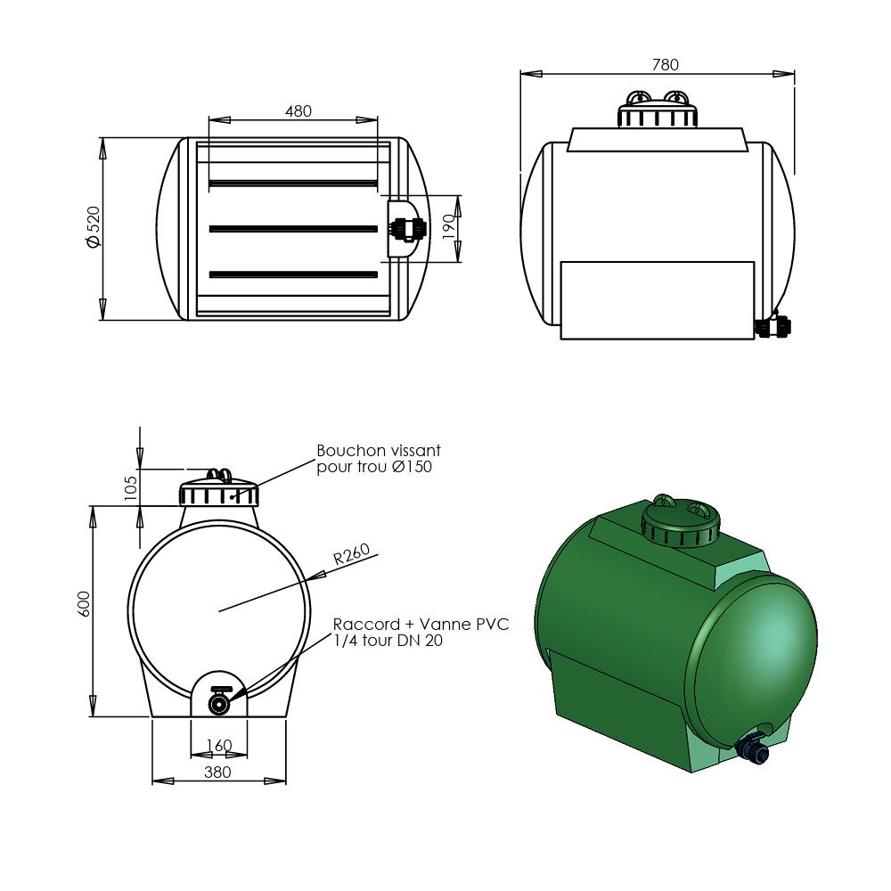 Citerne autoportante 140 l EMP ROTOMOULAGE