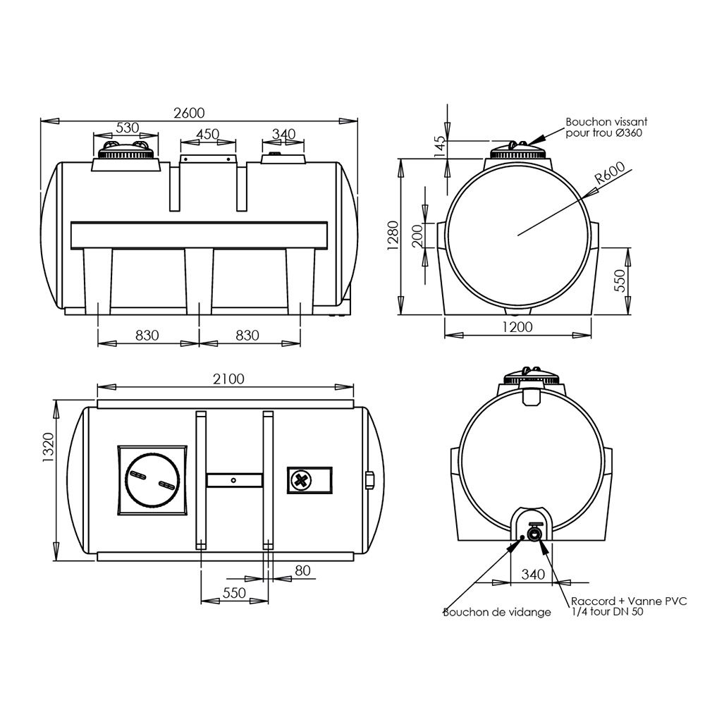 Citerne à eau autoportante 2900 l EMP ROTOMOLAGE
