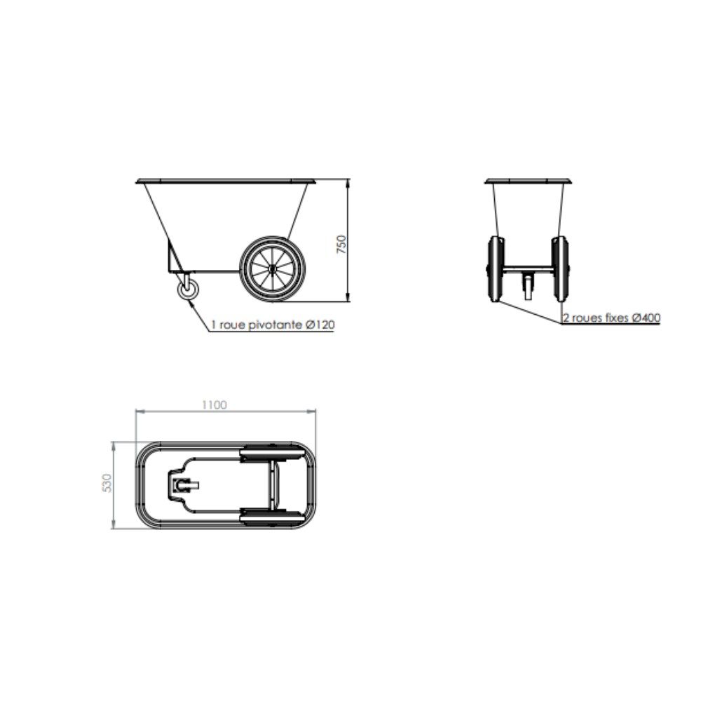 Chariot à aliments noir 150 L EMP ROTOMOULAGE