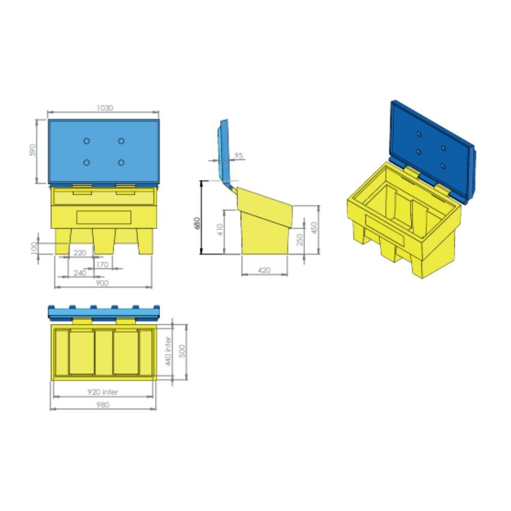 Coffre à sel / sable 180 L EMP ROTOMOULAGE 