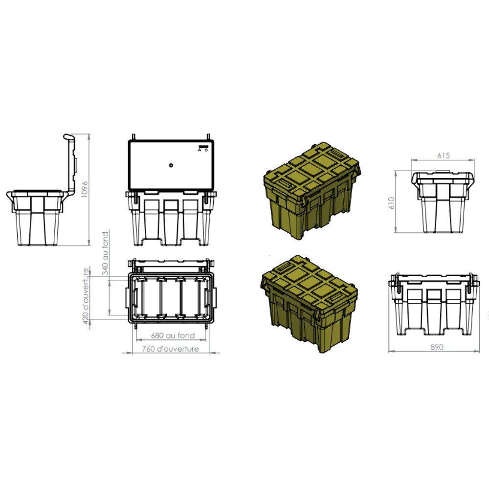 Coffre de rangement 180 L EMP ROTOMOULAGE