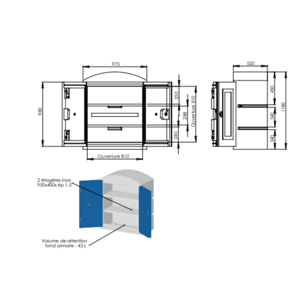 Armoire de rétention petit modèle EMP ROTOMOULAGE