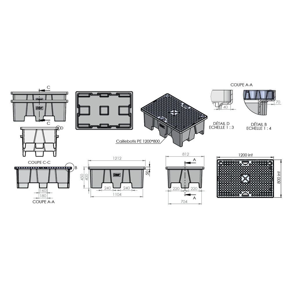 Bac de rétention 240 L pour 2 fûts EMP