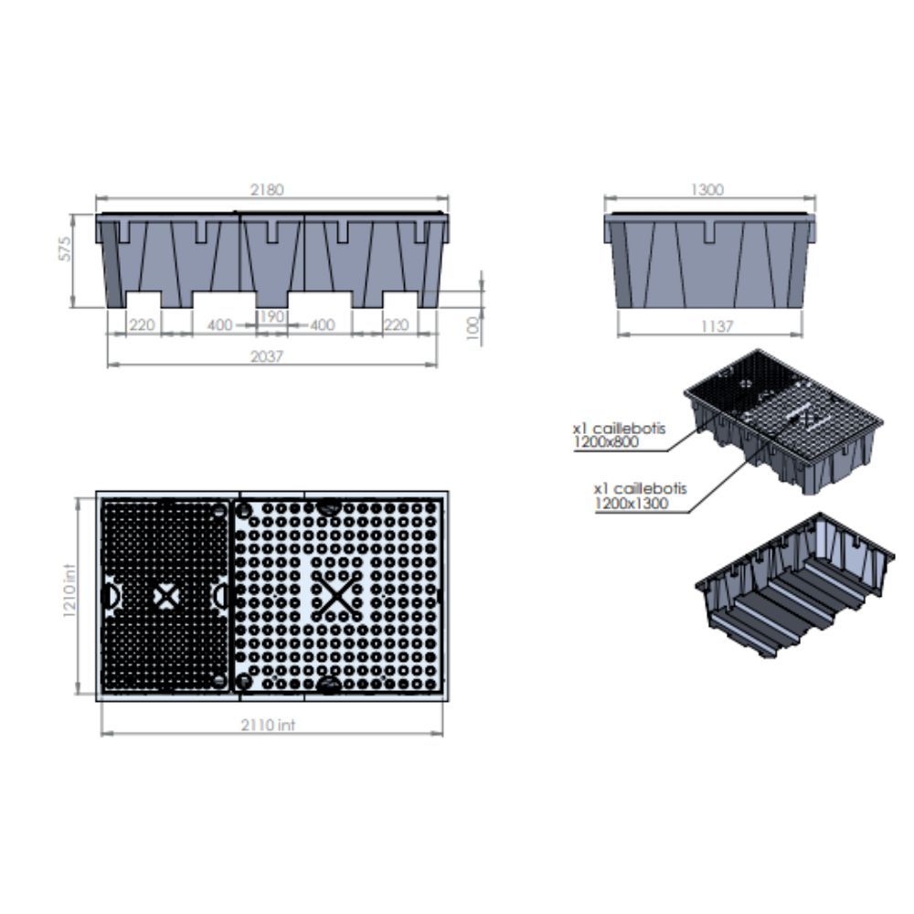 Bac de rétention 1 IBC 1050 L EMP