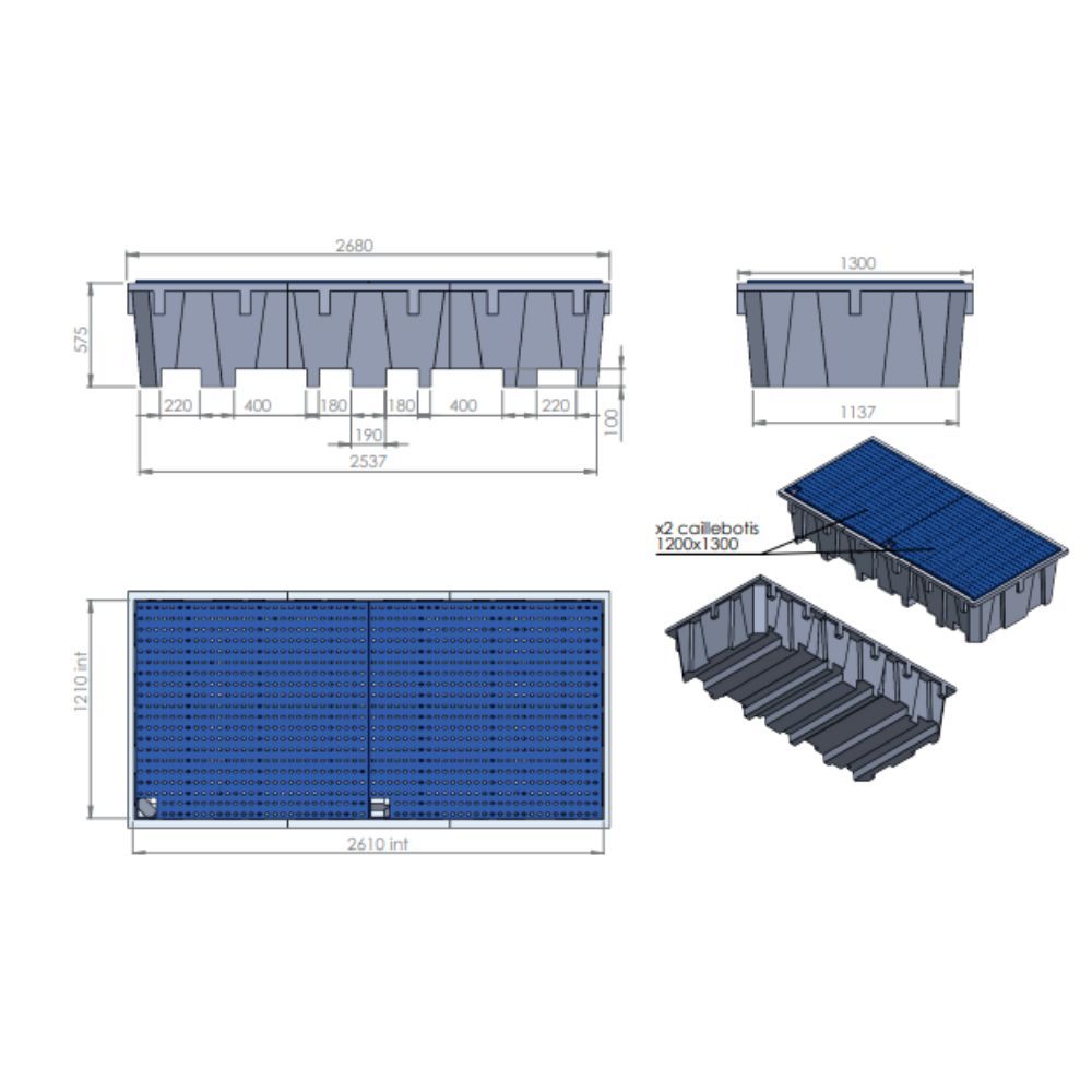 Bac de rétention 2 IBC 1330 L EMP