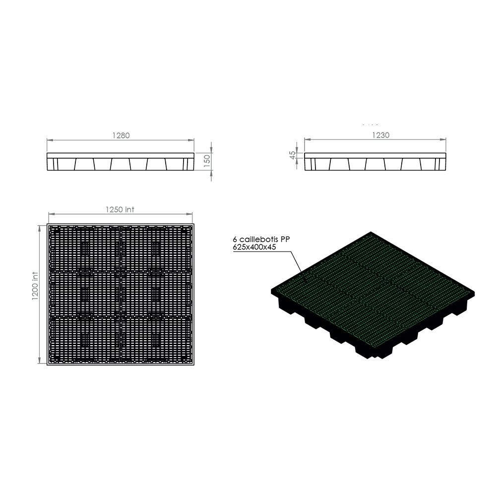Plateforme rétention 180 L pour 1 palette EMP