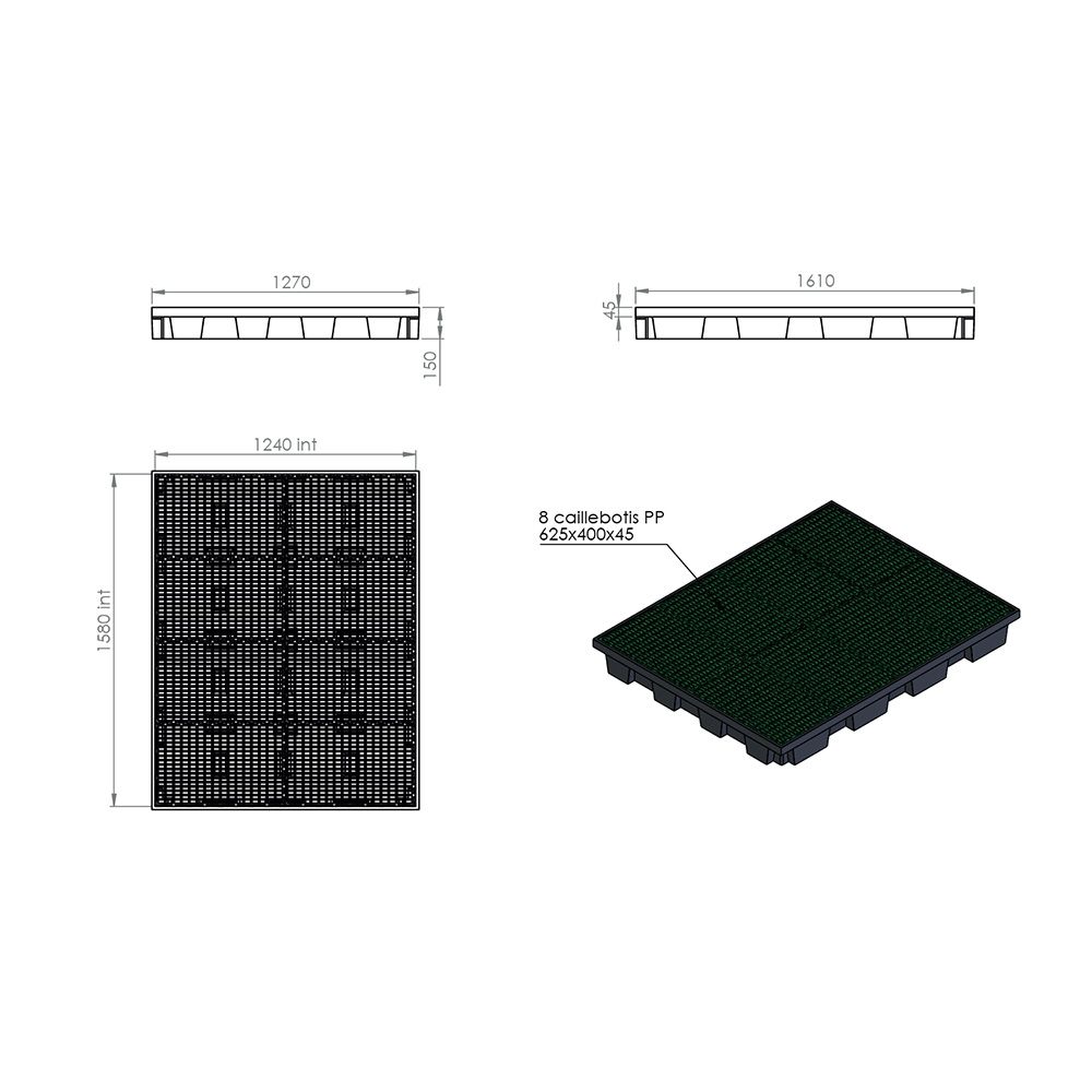 Plateforme rétention 240 L pour 2 palettes EMP