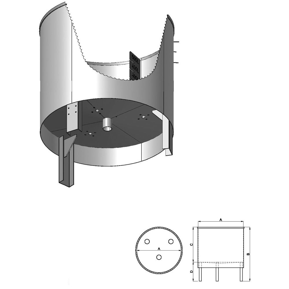 Cuve inox sur pieds 900 litres