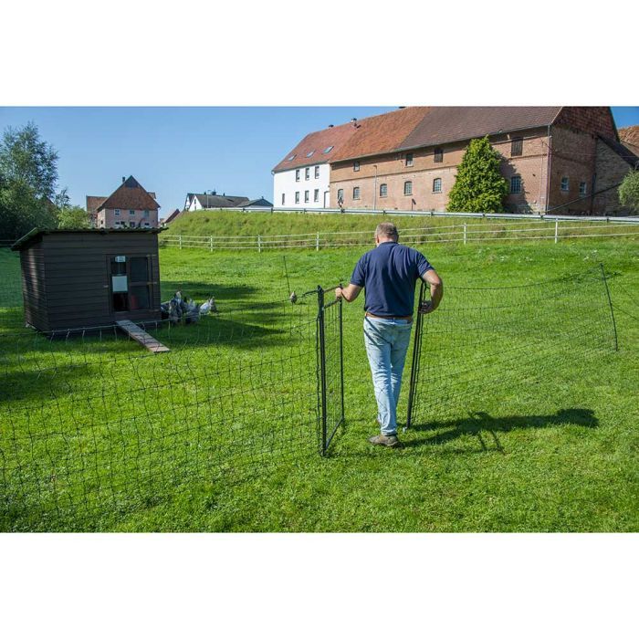 Kit clôture mobile volailles filet 50m poste solaire PREMIUM 