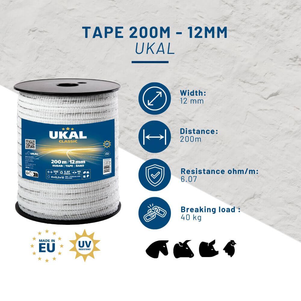  Ruban 12 mm blanc CLASSIC 200 m UKAL