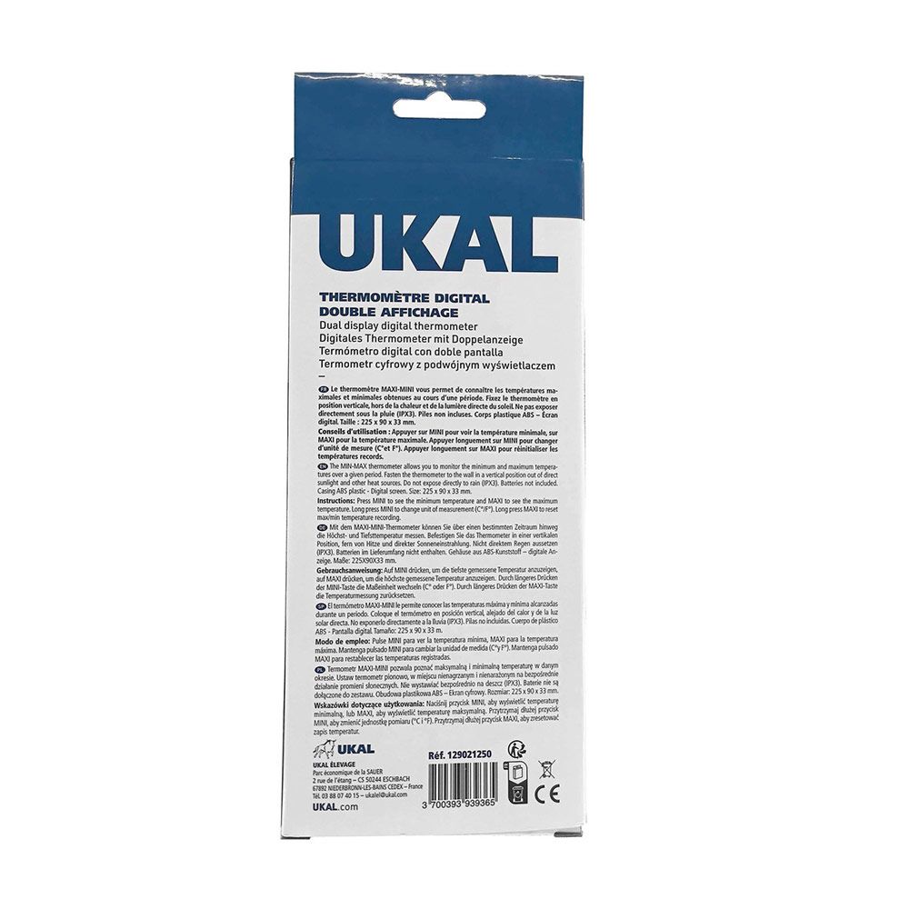 Thermomètre digital mini maxi double affichage UKAL