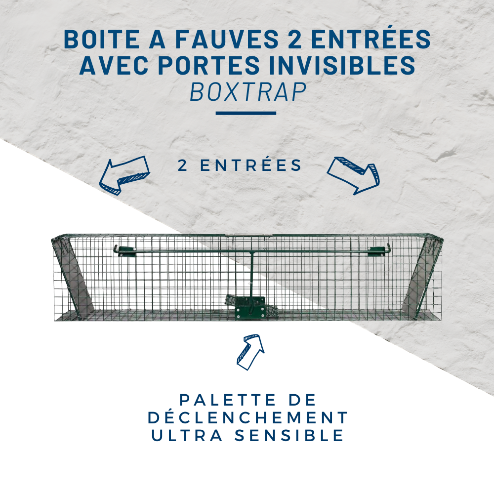 Boîte à fauve avec 2 portes invisibles (USA), 125 x 26 x 26 cm BOXTRAP