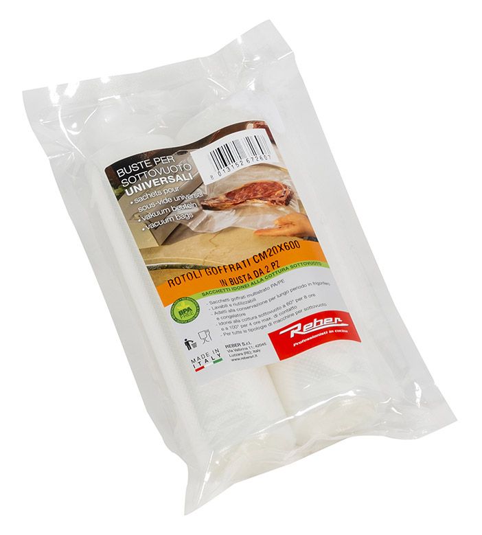 2 rouleaux pour mise sous vide REBER - 20x600 cm