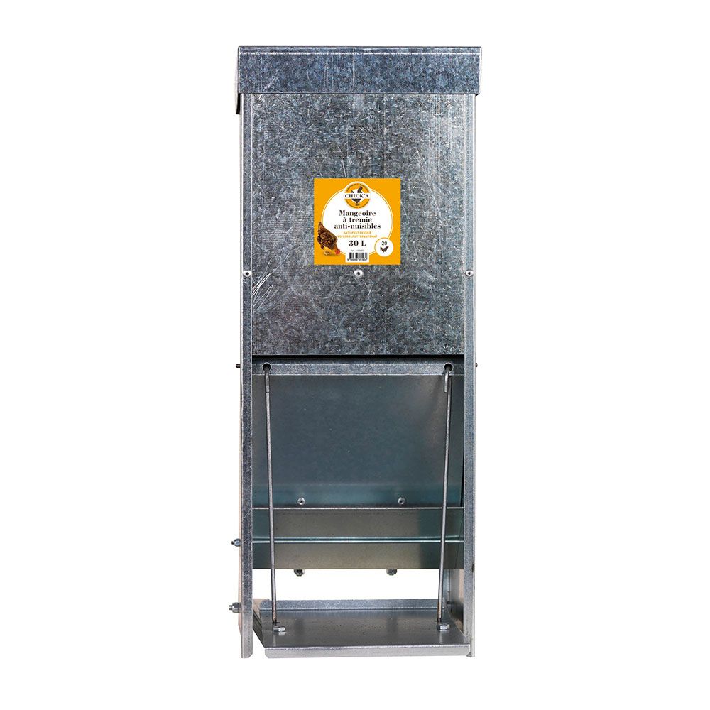 Mangeoire à trémie anti-nuisibles en acier galvanisé 30 L CHICK'A