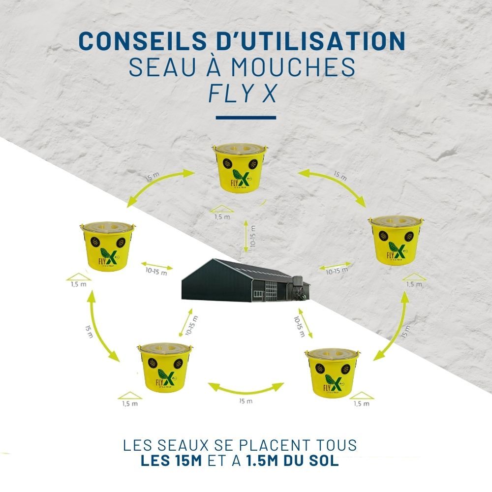 Seau piège à mouches Fly X 12 L + poudre attractive