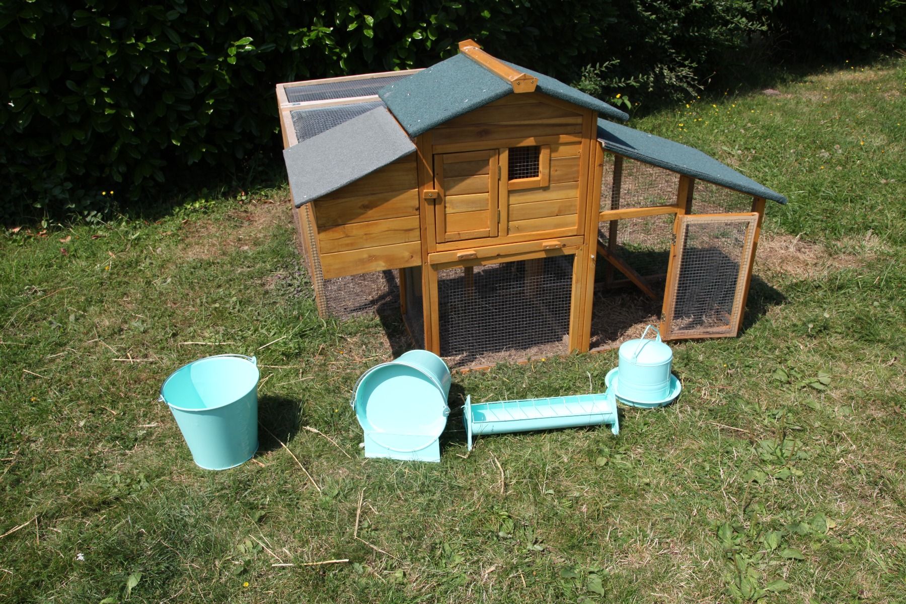 Nourrisseur trémie émaillé vert d’eau 3L - 4 poules