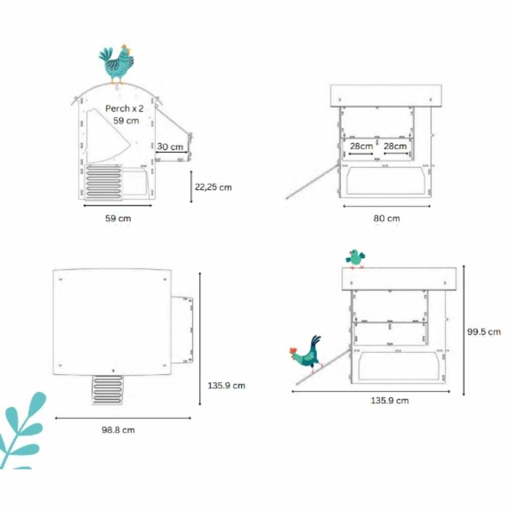 Poulailler recyclé avec pieds pour 5 à 9 poules modèle moyen NESTERA