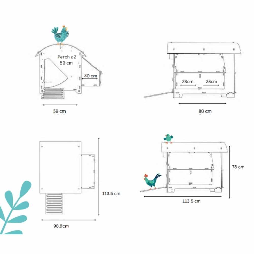 Poulailler recyclé au sol pour 5 à 9 poules modèle moyen NESTERA