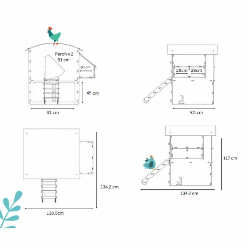 Poulailler recyclé surélevé pour 8 à 15 poules grand modèle NESTERA