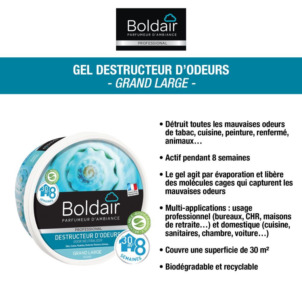 Destructeur d'odeurs en gel océan 300 g BOLDAIR