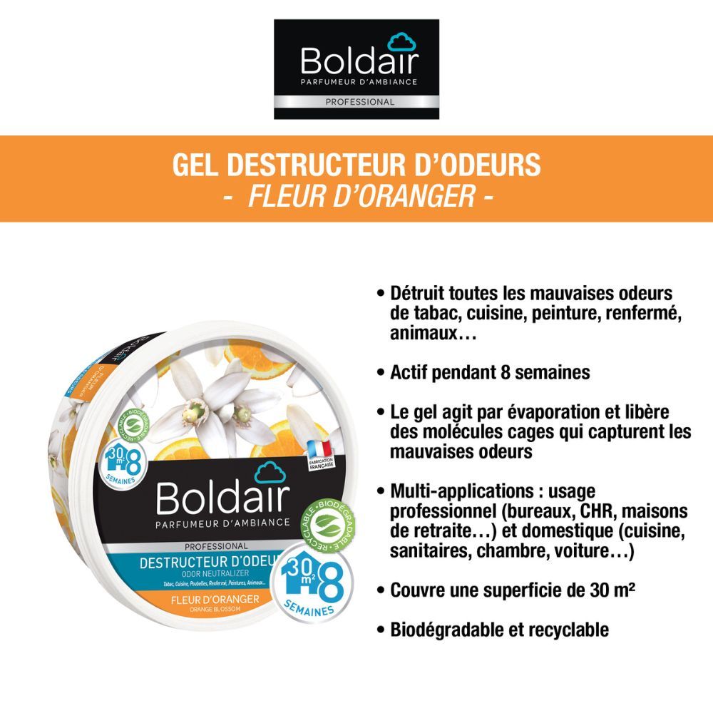Destructeur d'odeurs en gel fleur d'oranger 300 g BOLDAIR