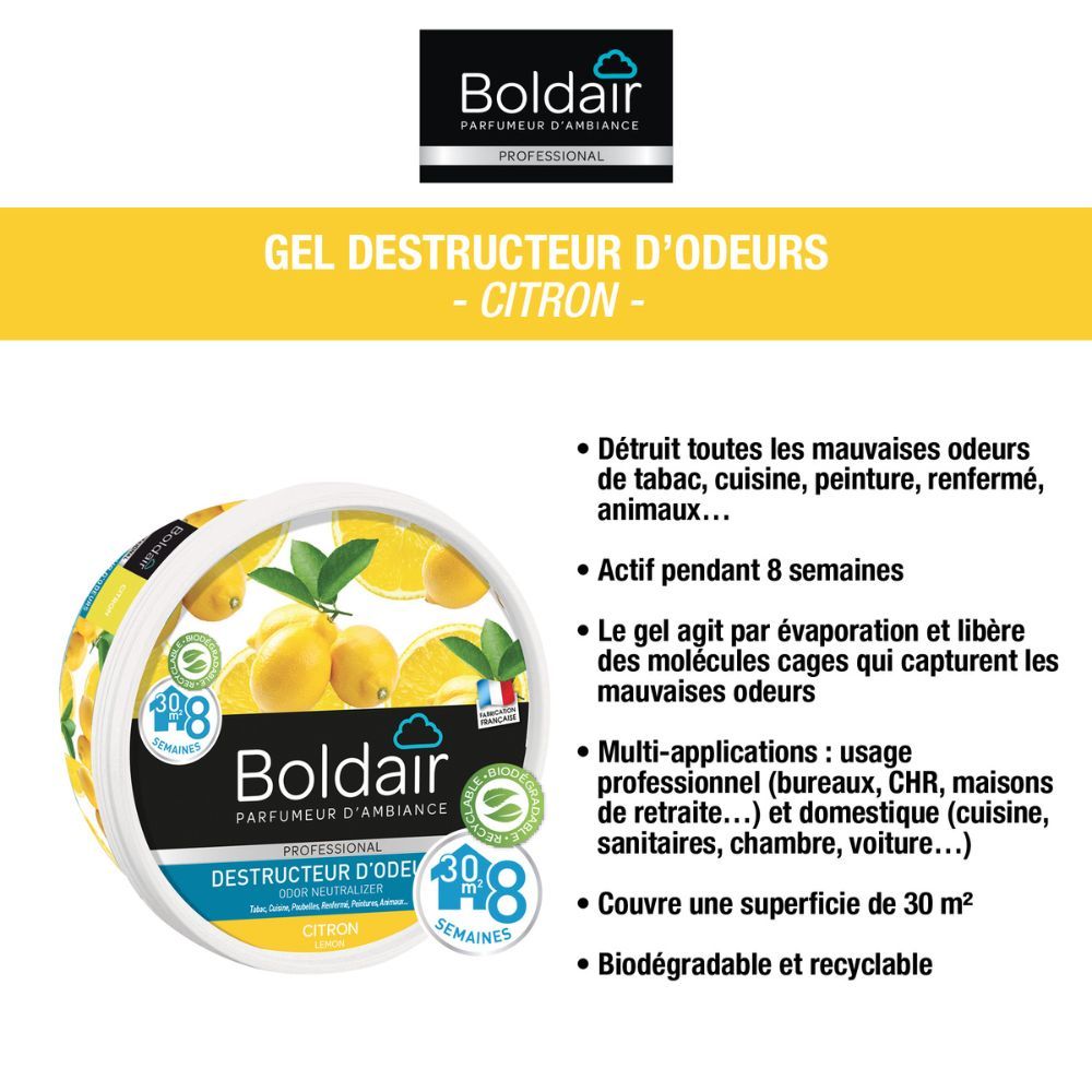 Destructeur d'odeurs en gel citron 300 g BOLDAIR