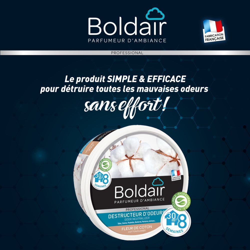 Destructeur d'odeurs en gel fleur de coton 300 g BOLDAIR