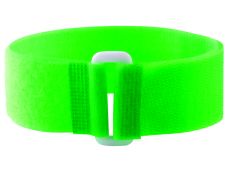 5 Bracelets auto-agrippants fluo avec passant vert