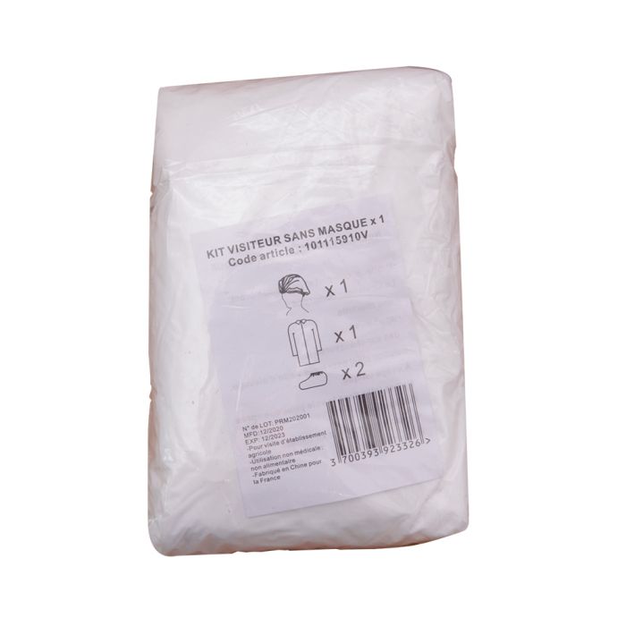 10 Kits visiteur charlotte + blouse + surchaussures