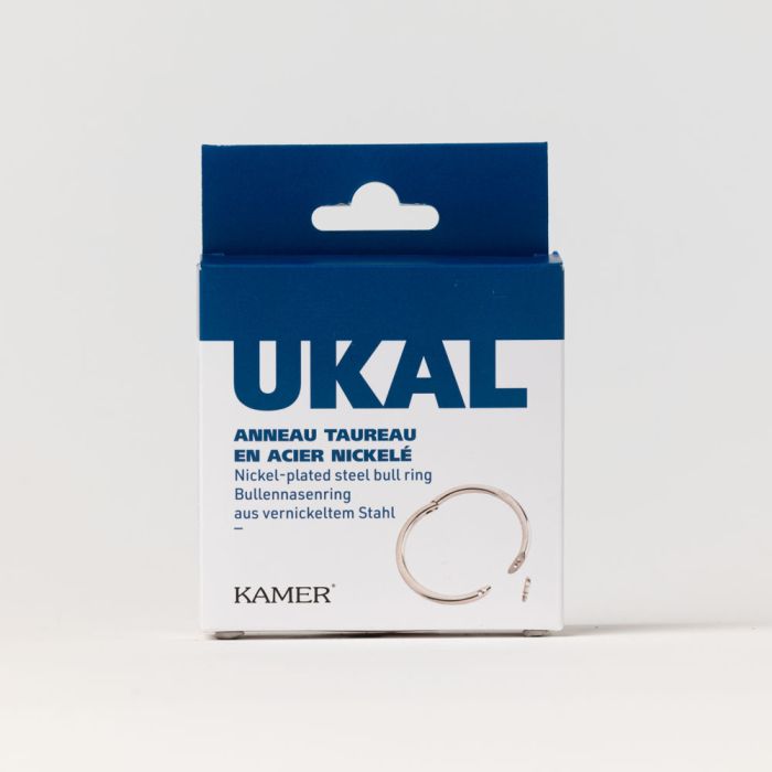 Anneau taureau en acier nickelé vis papillon 70 mm