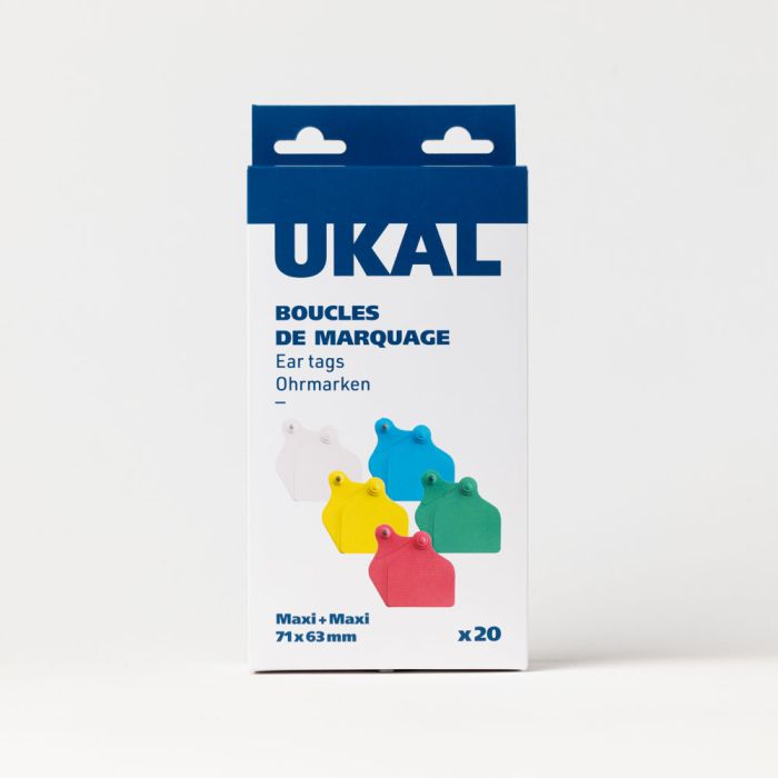 Boucles de marquage Ukal Flex maxi+maxi nue bleue x20