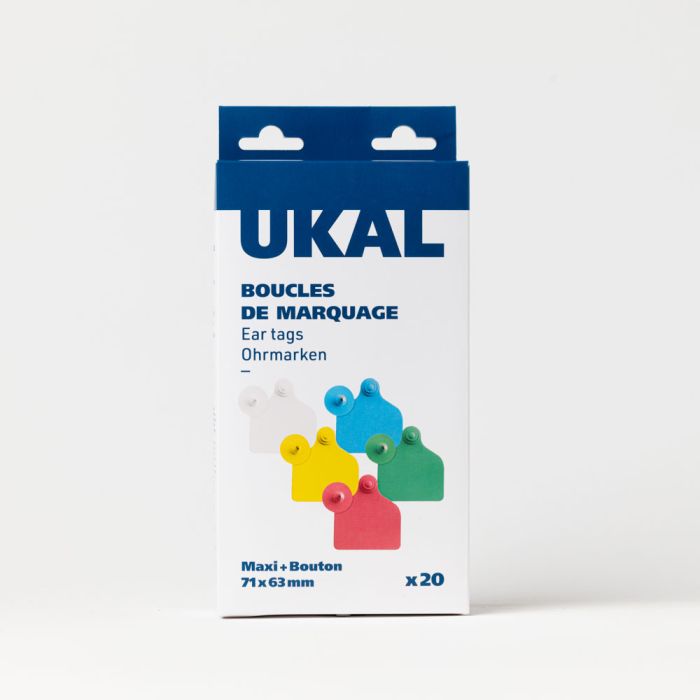 Boucles de marquage Ukalflex maxi+bouton nue jaune x20