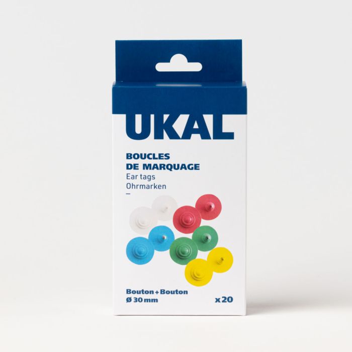 Boucles de marquage Ukaflex bouton+bouton nue blanc