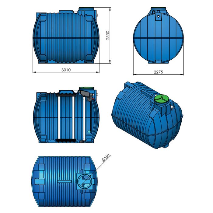 Citerne enterrée 10000l avec kit filtration EMP ROTOMOULAGE