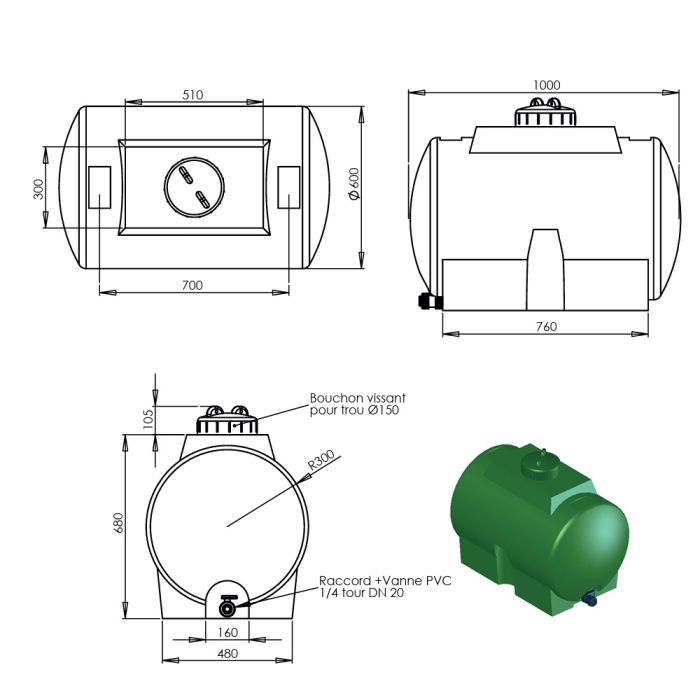 Citerne autoportante 270 l EMP ROTOMOULAGE