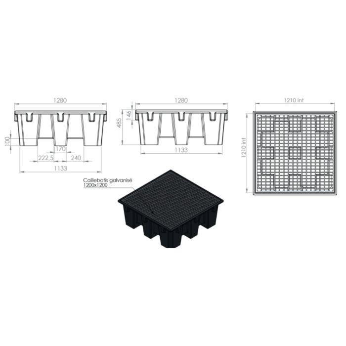Bac de rétention 450 L éco-conçu pour 4 fûts EMP
